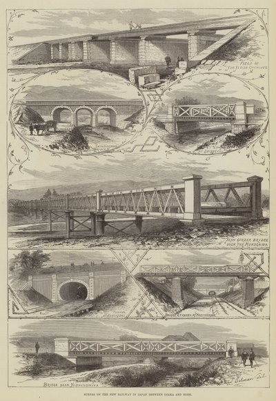 日本の新しい鉄道の大阪と神戸の間のシーン 作： Thomas Sulman